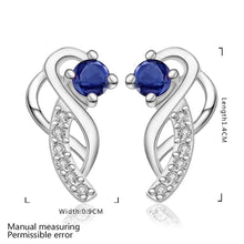 Jewelry Women's silver plated Moon hook Sapphire stud earings Bijoux Earrings For Wedding 5 ELY