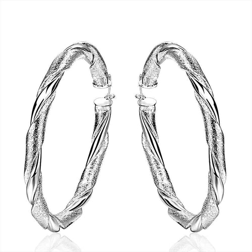 Jewelry Women's silver plated big round hoop earings Bijoux Earrings For Wedding 59 ELY