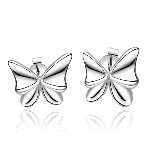 Jewelry Women's silver plated buttfly means stud earings Bijoux Earrings For Wedding 54 ELY