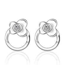 Jewelry Women's silver plated circle stud earings Bijoux Earrings For Wedding 589 ELY