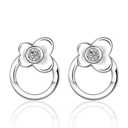 Jewelry Women's silver plated circle stud earings Bijoux Earrings For Wedding 589 ELY