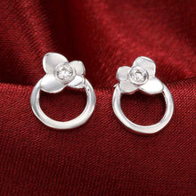 Jewelry Women's silver plated circle stud earings Bijoux Earrings For Wedding 589 ELY