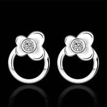 Jewelry Women's silver plated circle stud earings Bijoux Earrings For Wedding 589 ELY
