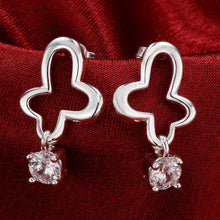 Jewelry Women's silver plated crystal flower stud earings Bijoux Earrings For Wedding 597 ELY