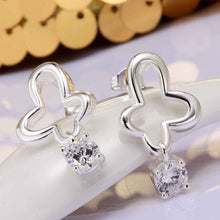 Jewelry Women's silver plated crystal flower stud earings Bijoux Earrings For Wedding 597 ELY