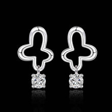 Jewelry Women's silver plated crystal flower stud earings Bijoux Earrings For Wedding 597 ELY