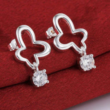 Jewelry Women's silver plated crystal flower stud earings Bijoux Earrings For Wedding 597 ELY