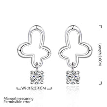 Jewelry Women's silver plated crystal flower stud earings Bijoux Earrings For Wedding 597 ELY