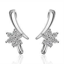 Jewelry Women's silver plated flower stud earings Bijoux Earrings For Wedding 586 ELY
