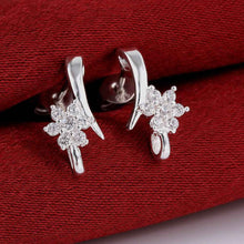 Jewelry Women's silver plated flower stud earings Bijoux Earrings For Wedding 586 ELY