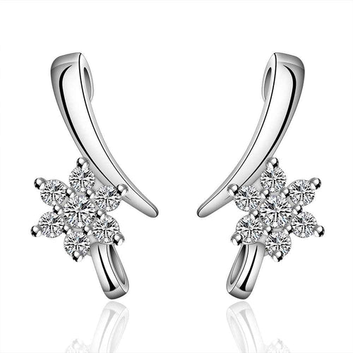 Jewelry Women's silver plated flower stud earings Bijoux Earrings For Wedding 586 ELY