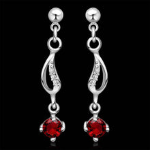 Jewelry Women's silver plated insets Ruby stud earings Bijoux Earrings For Wedding 512 ELY