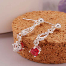 Jewelry Women's silver plated insets Ruby stud earings Bijoux Earrings For Wedding 512 ELY