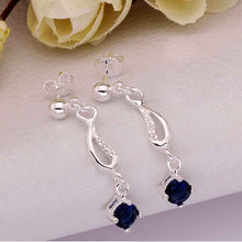 Jewelry Women's silver plated insets Sapphire stud earings Bijoux Earrings For Wedding 514 ELY