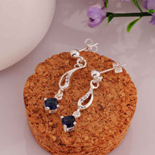 Jewelry Women's silver plated insets Sapphire stud earings Bijoux Earrings For Wedding 514 ELY