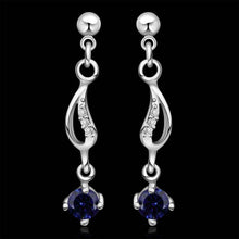Jewelry Women's silver plated insets Sapphire stud earings Bijoux Earrings For Wedding 514 ELY