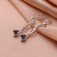 Jewelry Women's silver plated insets Sapphire stud earings Bijoux Earrings For Wedding 514 ELY