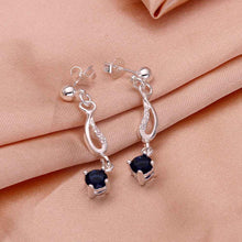 Jewelry Women's silver plated insets Sapphire stud earings Bijoux Earrings For Wedding 514 ELY