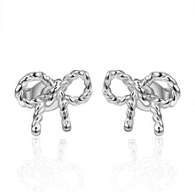 Jewelry Women's silver plated rope bow stud earings Bijoux Earrings For Wedding 578 ELY