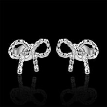 Jewelry Women's silver plated rope bow stud earings Bijoux Earrings For Wedding 578 ELY