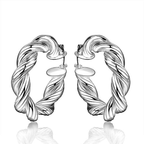 Jewelry Women's silver plated small Twisted Rope hoop earings Bijoux Earrings For Wedding 593 ELY