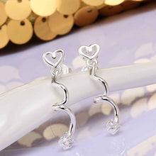 Jewelry Women's silver plated spiral heart stud earings Bijoux Earrings For Wedding 598 ELY