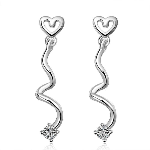 Jewelry Women's silver plated spiral heart stud earings Bijoux Earrings For Wedding 598 ELY