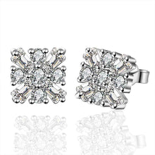 Jewelry Women's silver plated square crystal stud earings Bijoux Earrings For Wedding 577 ELY