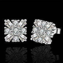 Jewelry Women's silver plated square crystal stud earings Bijoux Earrings For Wedding 577 ELY