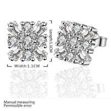 Jewelry Women's silver plated square crystal stud earings Bijoux Earrings For Wedding 577 ELY