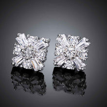 Jewelry Women's silver plated square crystal stud earings Bijoux Earrings For Wedding 577 ELY