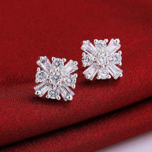 Jewelry Women's silver plated square crystal stud earings Bijoux Earrings For Wedding 577 ELY