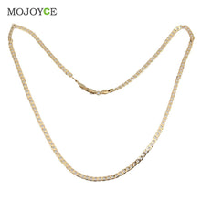 Jewelry Men Women Gold Plated Flat Curb Link Chain Necklace Gift 1STL ELY