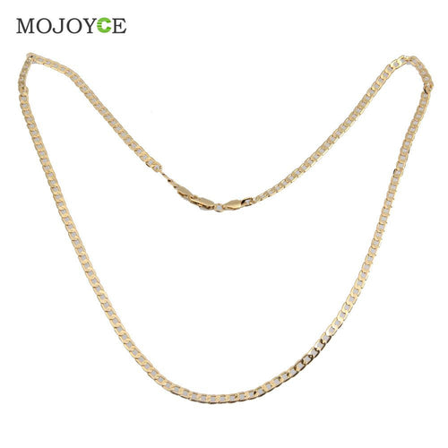 Jewelry Men Women Gold Plated Flat Curb Link Chain Necklace Gift 1STL ELY
