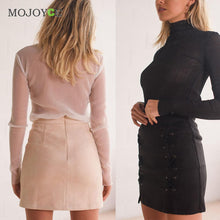 Lace up Suede Leather Skirts Cross Strap Buckskin High Waist Short Skirts Casual High Waist A-line Skirts ELY