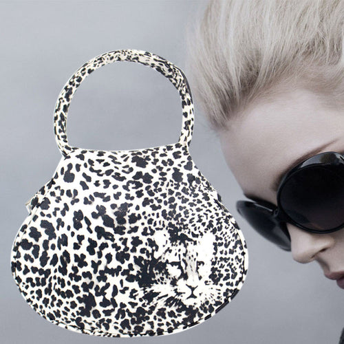 Leather Handbag Women Bag National Shoulder Bag Handsewn Famous Brand Black and White Leopard Handbag Bolsa Feminina ELY