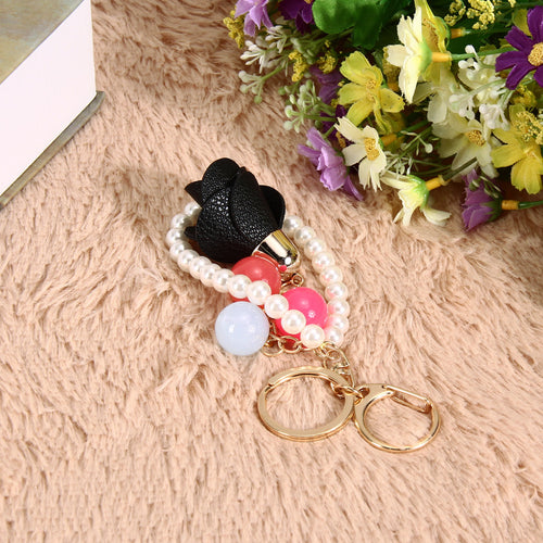 Leather Tassels Pearl Luxury Car Keychain Bag Pendant Ornaments 1STL ELY