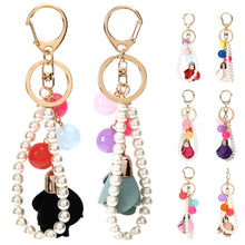 Leather Tassels Pearl Luxury Car Keychain Bag Pendant Ornaments 1STL ELY