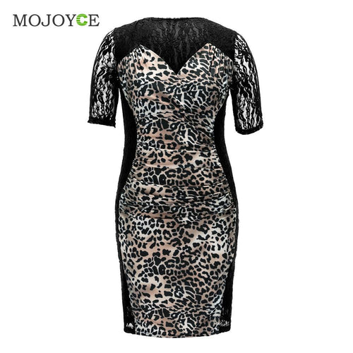 Leopard Bodycon Lace Dress Plus Size XL2XL3XL Dress Vestidos Party Mini Women Dress Vestido De Fest ELY