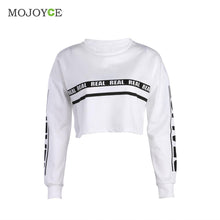 Letter Print Hoodie Women Sexy Knitted O Neck White Pullovers Hoodies Casual White Sweatershirt Women SMLXL ELY