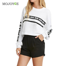 Letter Print Hoodie Women Sexy Knitted O Neck White Pullovers Hoodies Casual White Sweatershirt Women SMLXL ELY