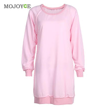 Long Sweatershirt Women Long Sleeve O Neck Hoodie Party Loose Pullovers Pink Hoodies Women M/L/XL ELY
