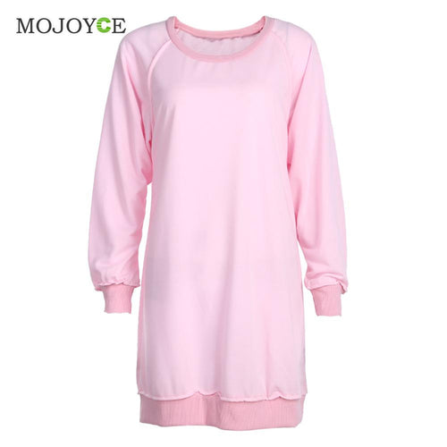 Long Sweatershirt Women Long Sleeve O Neck Hoodie Party Loose Pullovers Pink Hoodies Women M/L/XL ELY