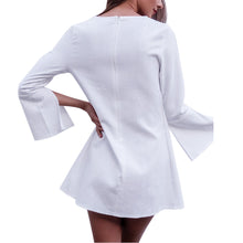 Long Flare Sleeve White Dress Casual Shirt Irregular Split Dresses V-neck Zipper Vestido Women Dress Vestido De Festa ELY