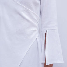 Long Flare Sleeve White Dress Casual Shirt Irregular Split Dresses V-neck Zipper Vestido Women Dress Vestido De Festa ELY