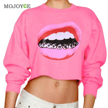 Long Sleeve Hoodie Women Mouse Teeth Print Sweatshirt Women Short Sweatershirt Casual Crop Top Coat Pullover 1STL ELY