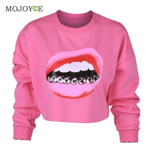 Long Sleeve Hoodie Women Mouse Teeth Print Sweatshirt Women Short Sweatershirt Casual Crop Top Coat Pullover 1STL ELY