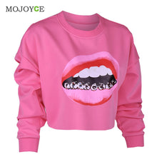 Long Sleeve Hoodie Women Mouse Teeth Print Sweatshirt Women Short Sweatershirt Casual Crop Top Coat Pullover 1STL ELY