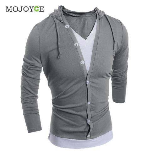Men V Neck Long Sleeve Hooded Sweatshirt Men Casual Slim Hoodies Men Tops Tee Shirts Hoodies ELY