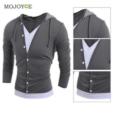 Men V Neck Long Sleeve Hooded Sweatshirt Men Casual Slim Hoodies Men Tops Tee Shirts Hoodies ELY